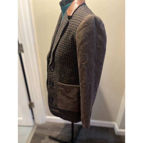 Tweed + Faux Leather + Wool Beige, Navy, Tan + Brown Multi-Fabric Academia Overs - Picture 6 of 9